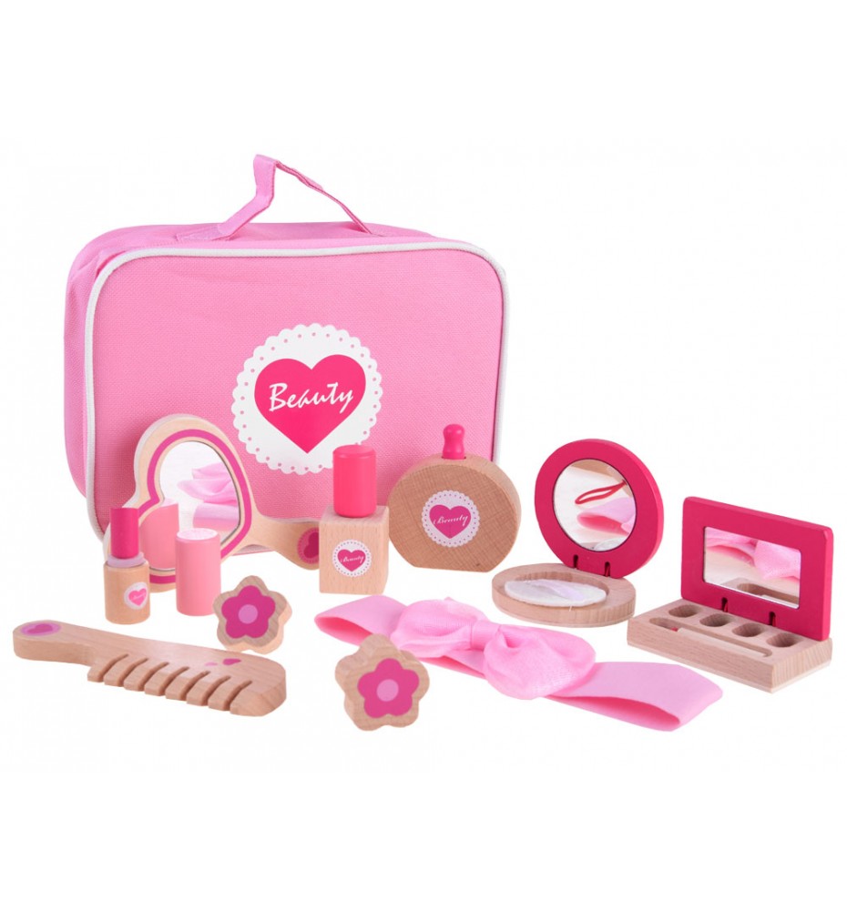 Kosmetyczka kuferek dla dzieci + kosmetyki drewniane