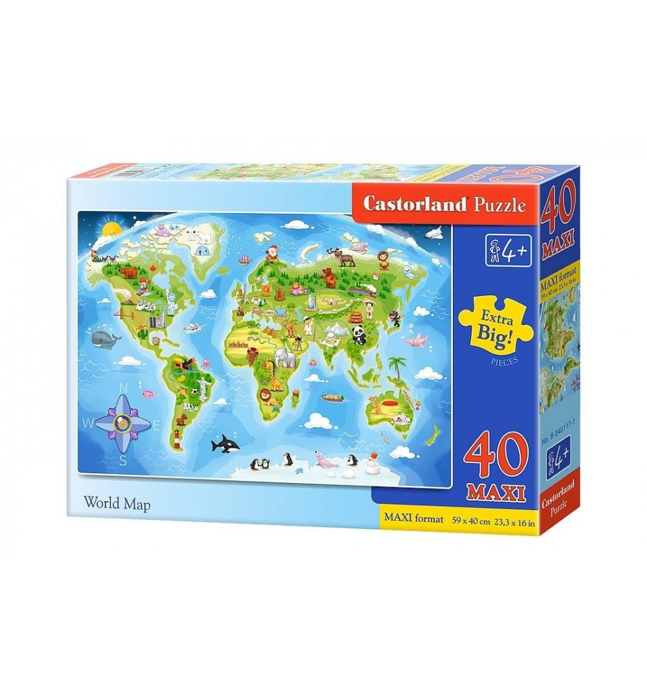 Puzzle Mapa Świata 40 el. MAXI World Map