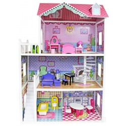 Ogromny drewniany domek dla lalek Barbie - 124 cm