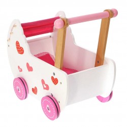 Drewniany wózek dla lalek ECOTOYS z pościelą