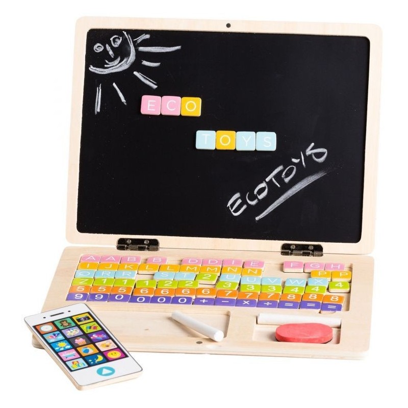 Drewniany laptop edukacyjny tablica magnetyczna